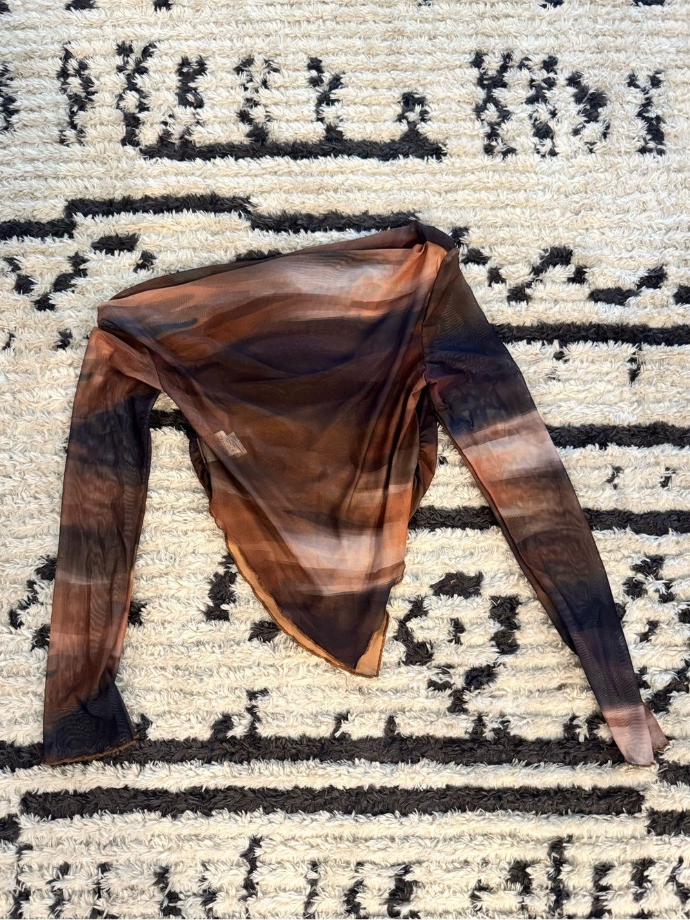 Off Shoulder Tie Dye Mesh Top - Picture 3 of 6